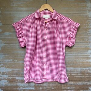 Trovata Pink and White Gingham Button-Front Blouse